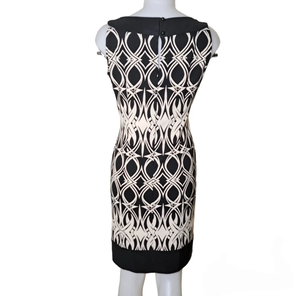 Connected Apparel Pencil Cream & Black Women's Sleeveless Dress 10 - Picture 2 of 14